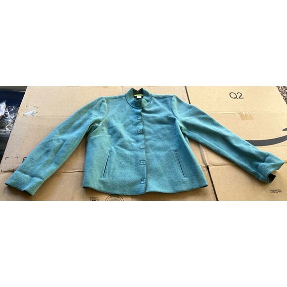 Sigrid Olsen Blue Green Gray Wool Jacket Coat, Large Winter Coat,‎ Vtg Outerwear - Picture 1 of 9